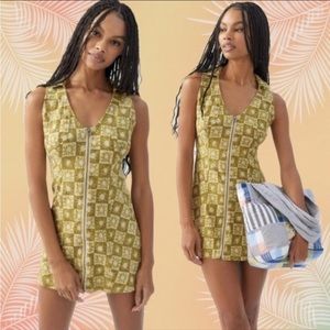 Urban Outiftters Green and Cream Skater Dress